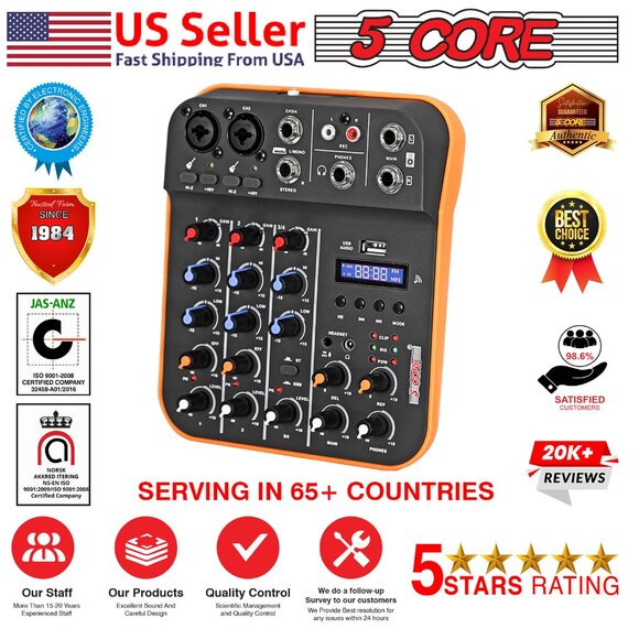 5 Core Audio Mixer 4 Channel DJ Equipment with Bluetooth USB Sound Board Console - Picture 9 of 12